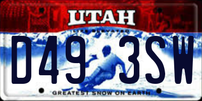 UT license plate D493SW