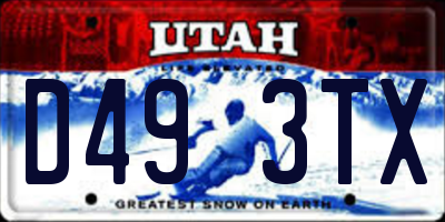 UT license plate D493TX