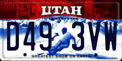UT license plate D493VW