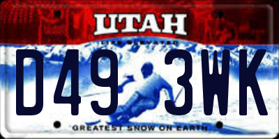 UT license plate D493WK