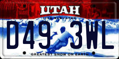 UT license plate D493WL