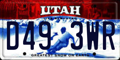 UT license plate D493WR