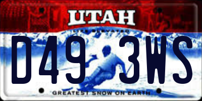 UT license plate D493WS
