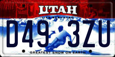 UT license plate D493ZU