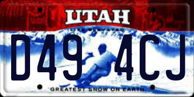 UT license plate D494CJ