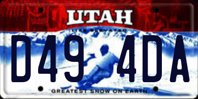 UT license plate D494DA