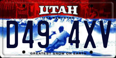 UT license plate D494XV
