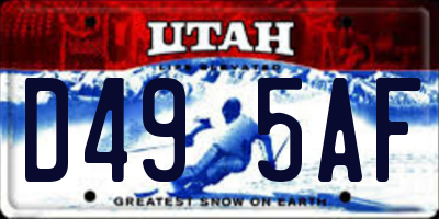 UT license plate D495AF