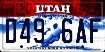 UT license plate D496AF