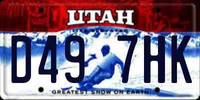 UT license plate D497HK