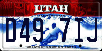UT license plate D497IJ