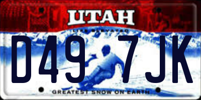 UT license plate D497JK