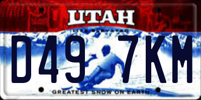 UT license plate D497KM