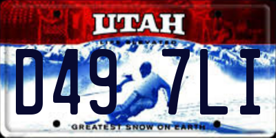 UT license plate D497LI