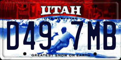 UT license plate D497MB