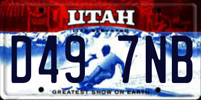 UT license plate D497NB