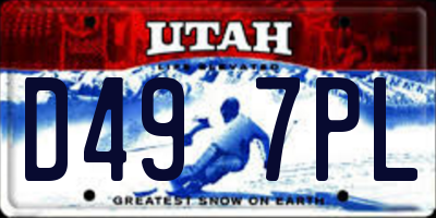 UT license plate D497PL