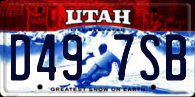 UT license plate D497SB