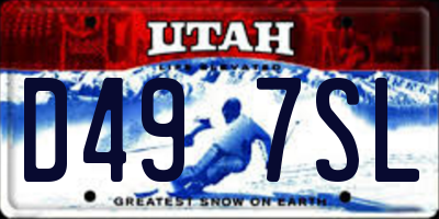 UT license plate D497SL