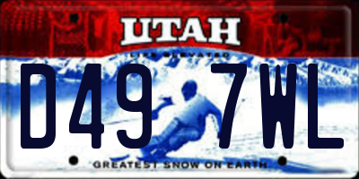 UT license plate D497WL