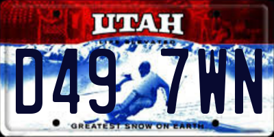 UT license plate D497WN