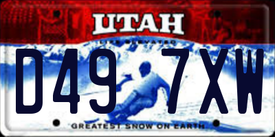 UT license plate D497XW