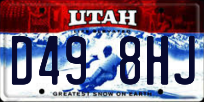 UT license plate D498HJ
