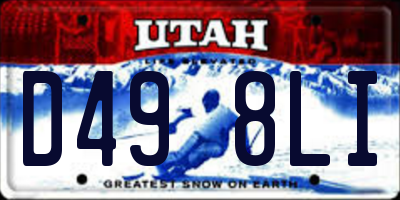 UT license plate D498LI