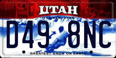 UT license plate D498NC
