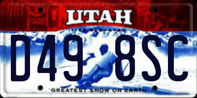 UT license plate D498SC