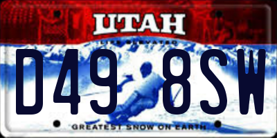 UT license plate D498SW