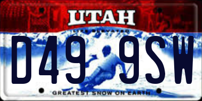 UT license plate D499SW