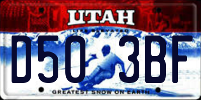 UT license plate D503BF