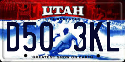 UT license plate D503KL