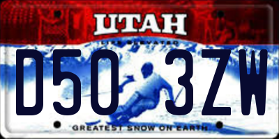 UT license plate D503ZW