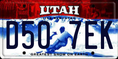 UT license plate D507EK