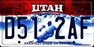 UT license plate D512AF