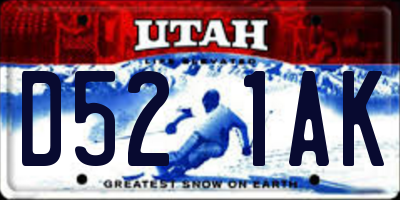 UT license plate D521AK