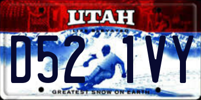 UT license plate D521VY
