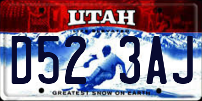 UT license plate D523AJ