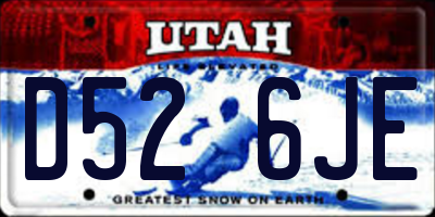 UT license plate D526JE