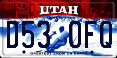 UT license plate D530FQ