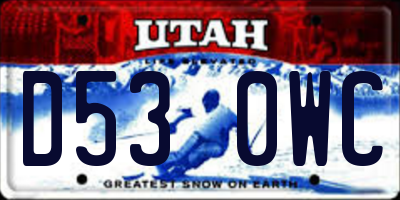 UT license plate D530WC