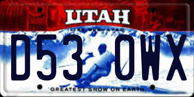 UT license plate D530WX