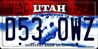 UT license plate D530WZ