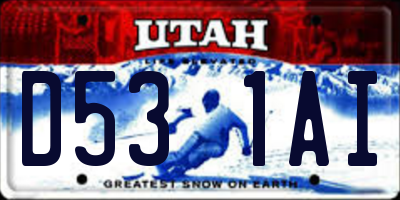 UT license plate D531AI