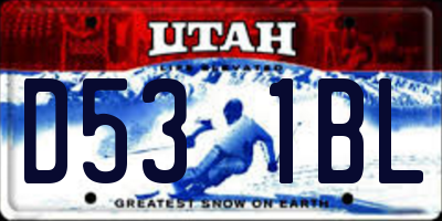 UT license plate D531BL
