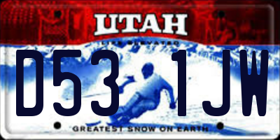 UT license plate D531JW