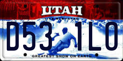 UT license plate D531LO