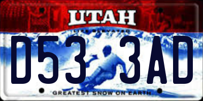 UT license plate D533AD
